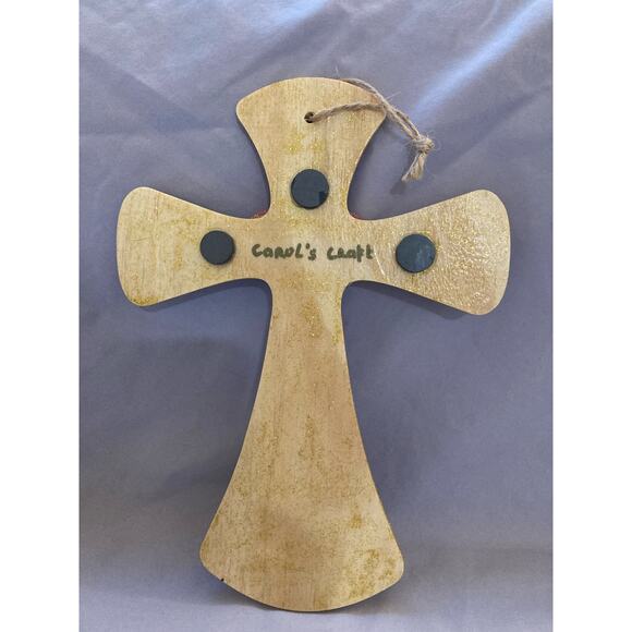 Heart and Butterflies Cross Wall Decor Colorful Handwoven - Picture 2 of 5